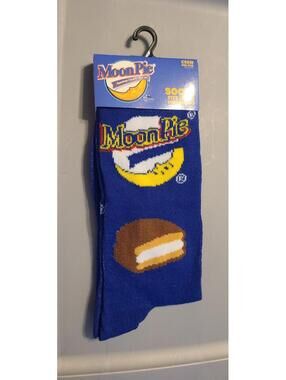 MoonPie Crew Socks Blue with MoonPie Logo and Snack Design